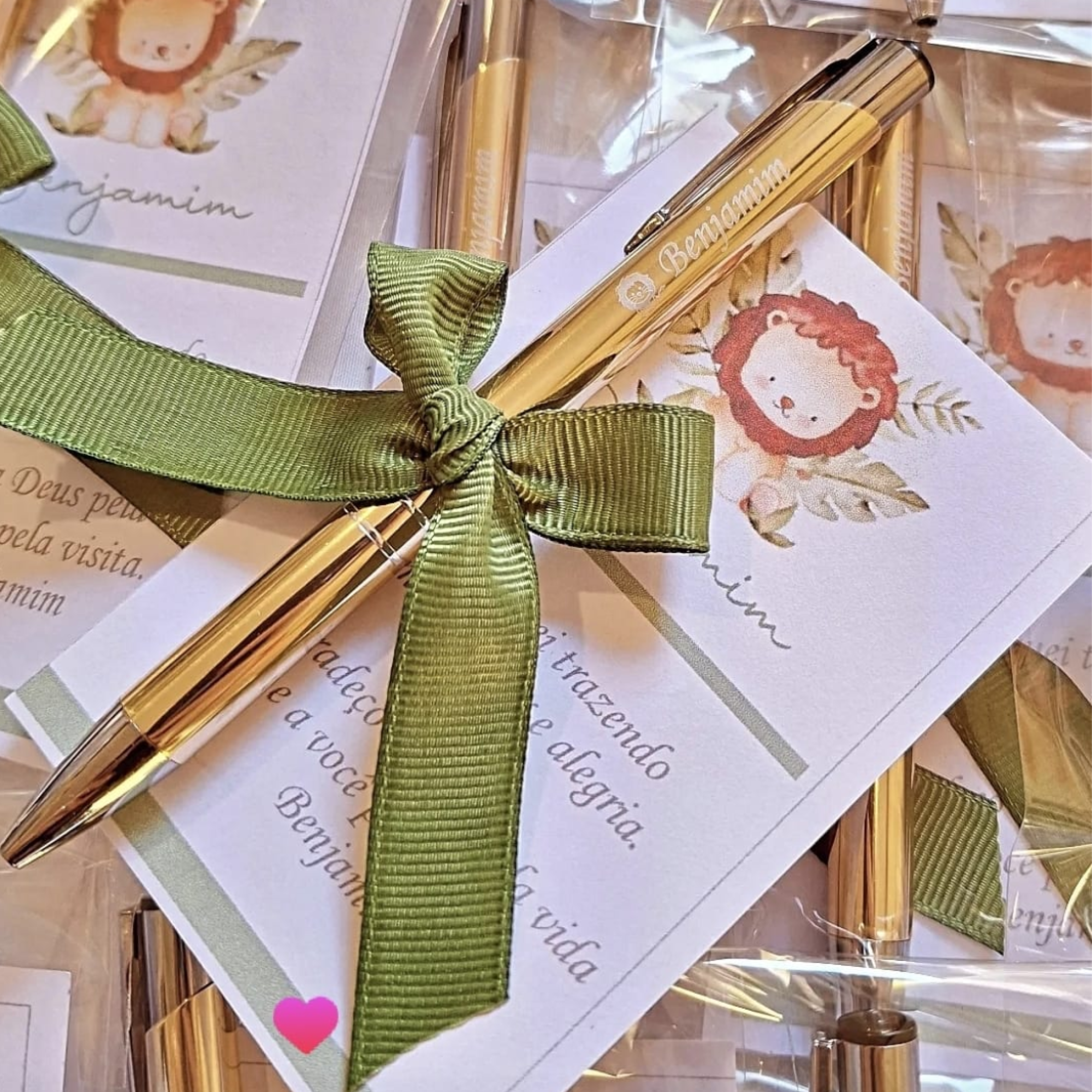 Lembrancinhas de Nascimento - Canetas Douradas Personalizadas Metal